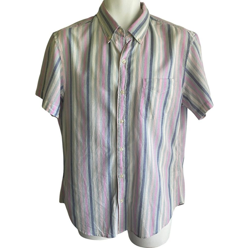 Bonobos Shirt Mens Large Multicolor Stripe Slim Fit Button Down Short Sleeve